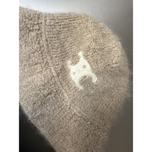 Celine Beige Wool & Alpaca Blend Bucket Hat With Embroidered Logo - Picture 4 of 9